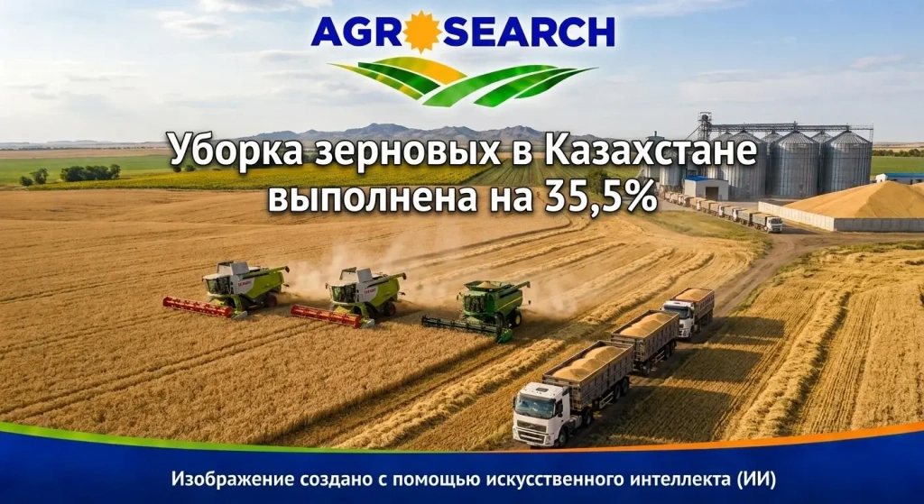 Уборка зерновых в Казахстане выполнена на 35,5%